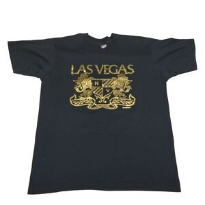 Men's Black and Gold Las Vegas Nevada Single Stitch T-Shirt With Leorine Logo